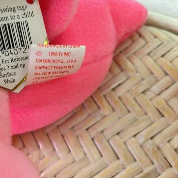 95' TY ORIGINAL BEANIE BABY PINKY THE FLAMINGO  set of 4 - 3 with pvc  pellets - Picture 7 of 16